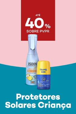 Protetores Solares Infantis  com destaque promocional de at&eacute; 40% sobre pre&ccedil;o de Venda ao P&uacute;blico Recomendado